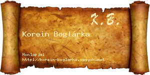 Korein Boglárka névjegykártya